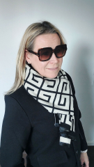 Halstuch Labyrinth Muster Doubleface Schal, hellbeige schwarz