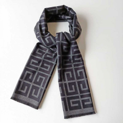Halstuch Labyrinth Muster, grau schwarz