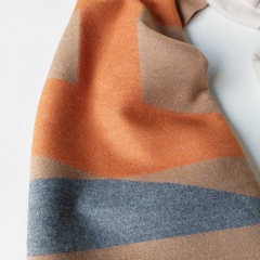 Schal Schriftzug HAPPY grau camel orange