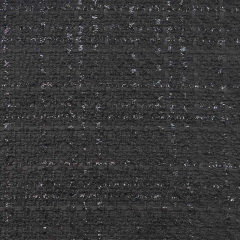 Boucle Stoff Lurex Ton-in-Ton franzsischer Stil uni kariert, schwarz