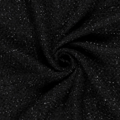 Boucle Stoff Lurex Ton-in-Ton franzsischer Stil uni kariert, schwarz