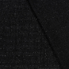 Boucle Stoff Lurex Ton-in-Ton franzsischer Stil uni kariert, schwarz