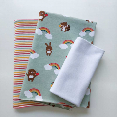 STOFFPAKET Jerseystoff Regenbogen Tiere, altmint