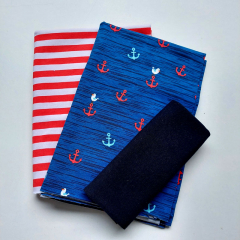 STOFFPAKET Jerseystoff Anker Mwen, mittelblau rot
