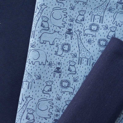 STOFFPAKET Jerseystoff Zootiere, rauchblau dunkelblau