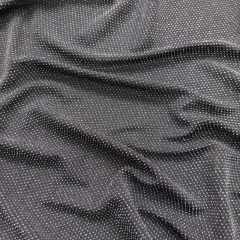 Jerseystoff Punkte Glitzer Foliendruck, silber schwarz