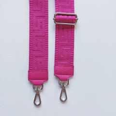 Taschengurt Taschenriemen grafisches Muster 3D-  pink - pinkes Leder - silber Schnallen