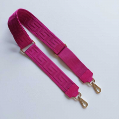 Taschengurt Taschenriemen grafisches Muster 3D-  pink - pinkes Leder - gold Schnallen