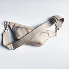 Taschengurt Taschenriemen grafisches Muster 3D- natur - cremeweies Leder - gold Schnallen