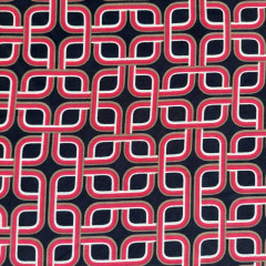 Viskose Twillstoff grafisches Muster Stone washed, rot weiß schwarz