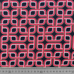 Viskose Twillstoff grafisches Muster Stone washed, rot wei schwarz