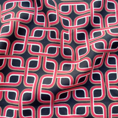 Viskose Twillstoff grafisches Muster Stone washed, rot wei schwarz
