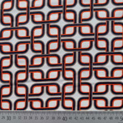 Viskose Twillstoff grafisches Muster Stone washed, orange dunkelblau cremewei