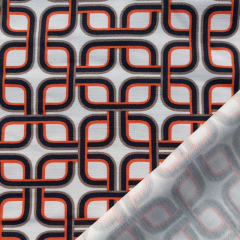 Viskose Twillstoff grafisches Muster Stone washed, orange dunkelblau cremewei