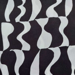Viskose Stoff Borkenkrepp abstrakte Formen, schwarz weiß