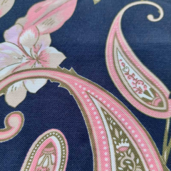 Viskose Twillstoff Paisley Muster Blusenstoff, rosa dunkelblau