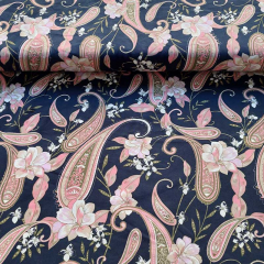 Viskose Twillstoff Paisley Muster Blusenstoff, rosa dunkelblau