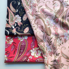 Viskose Twillstoff Paisley Muster Blusenstoff, rosa dunkelblau