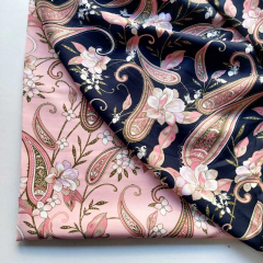 Viskose Twillstoff Paisley Muster Blusenstoff, rosa dunkelblau