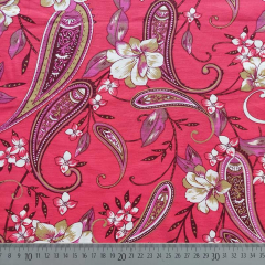 Viskose Twillstoff Paisley Muster Blusenstoff, khaki lila matt rot