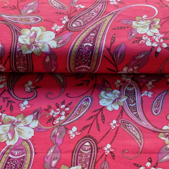 Viskose Twillstoff Paisley Muster Blusenstoff, khaki lila matt rot