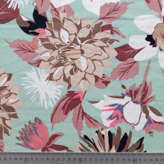 Viskose Twillstoff Blumen Blusenstoff, altrosa braun mint