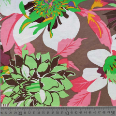 Viskose Twillstoff Blumen Blusenstoff, rosa hellgrn hellbraun