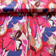 Viskose Twillstoff Blumen Blusenstoff, rot