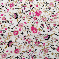 Viskosestoff Popelin Kelchblumen, pink rosa cremewei