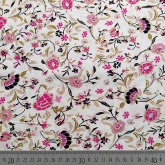 Viskosestoff Popelin Kelchblumen, pink rosa cremewei
