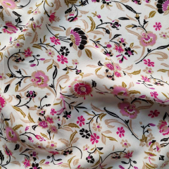 Viskosestoff Popelin Kelchblumen, pink rosa cremewei