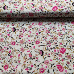 Viskosestoff Popelin Kelchblumen, pink rosa cremewei