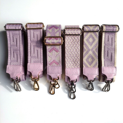 Taschengurt Taschenriemen Webmuster Weave - hellbeige helllila -helllila Leder- silber Schnallen