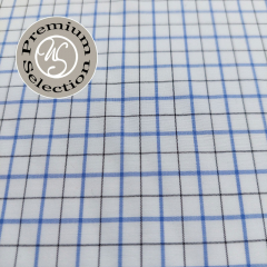 Baumwollstoff Karomuster blau schwarz wei Piumino Feeling Albini- Made in Italy
