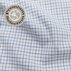 Baumwollstoff Karomuster blau schwarz wei Piumino Feeling Albini- Made in Italy