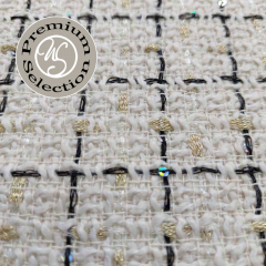 Boucle Stoff franzsischer Stil, gold schwarz cremewei