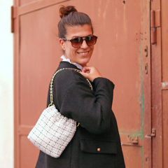 Boucle Stoff franzsischer Stil, gold schwarz cremewei