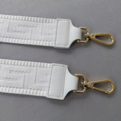Taschengurt Taschenriemen grafisches Muster - wei - weies Leder- gold Schnallen