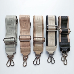 Taschengurt Taschenriemen grafisches Muster - wei - weies Leder- gold Schnallen