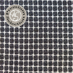 Boucle Stoff Quadrate, cremewei schwarz
