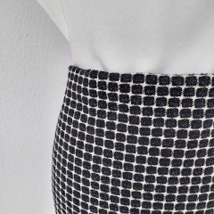 Boucle Stoff Quadrate, cremewei schwarz