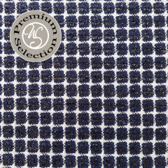 Boucle Stoff Quadrate, cremewei schwarz dunkelblau