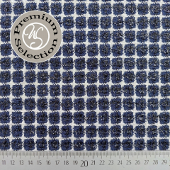 Boucle Stoff Quadrate, cremewei schwarz dunkelblau
