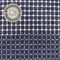 Boucle Stoff Quadrate, cremewei schwarz dunkelblau