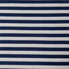 Rippenjersey Streifen 1 cm, dunkelblau cremewei (garngefrbt)