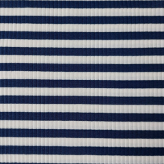 Rippenjersey Streifen 1 cm, dunkelblau cremewei (garngefrbt)