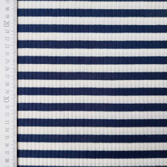 Rippenjersey Streifen 1 cm, dunkelblau cremewei (garngefrbt)