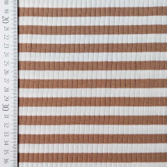 Rippenjersey Streifen 1 cm, zimtbraun cremewei (garngefrbt)