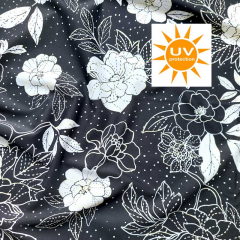 Badelycra Badeanzugstoff Funktionsjersey Blumen Bltter, gelb wei schwarz