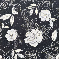 Badelycra Badeanzugstoff Funktionsjersey Blumen Bltter, gelb wei schwarz